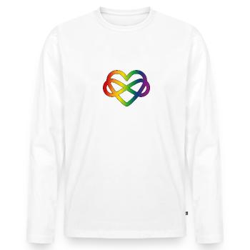 Polyamory Heart: Make Love & Don't Hate (white) - Männer Premium Bio Langarmshirt - Weiß - Vorne - Nico (187cm)