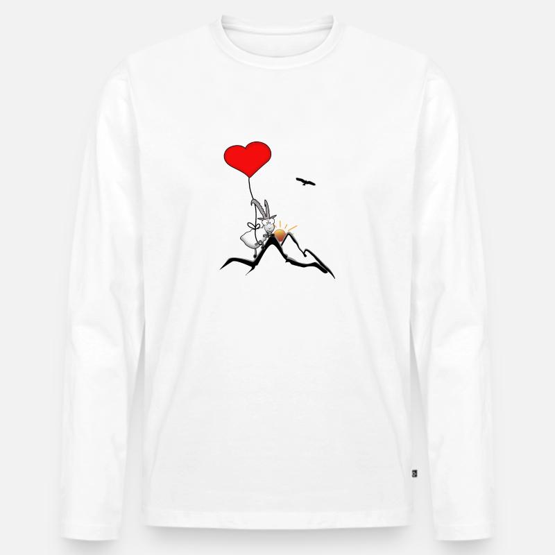 Steinbock auf dem Berggipfel - Männer Premium Bio Langarmshirt - Weiß