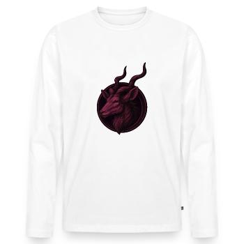 Majestueux Kudu – Emblème Animal Design - T-shirt manches longues Premium bio Homme - blanc - Devant - Nico (187cm)