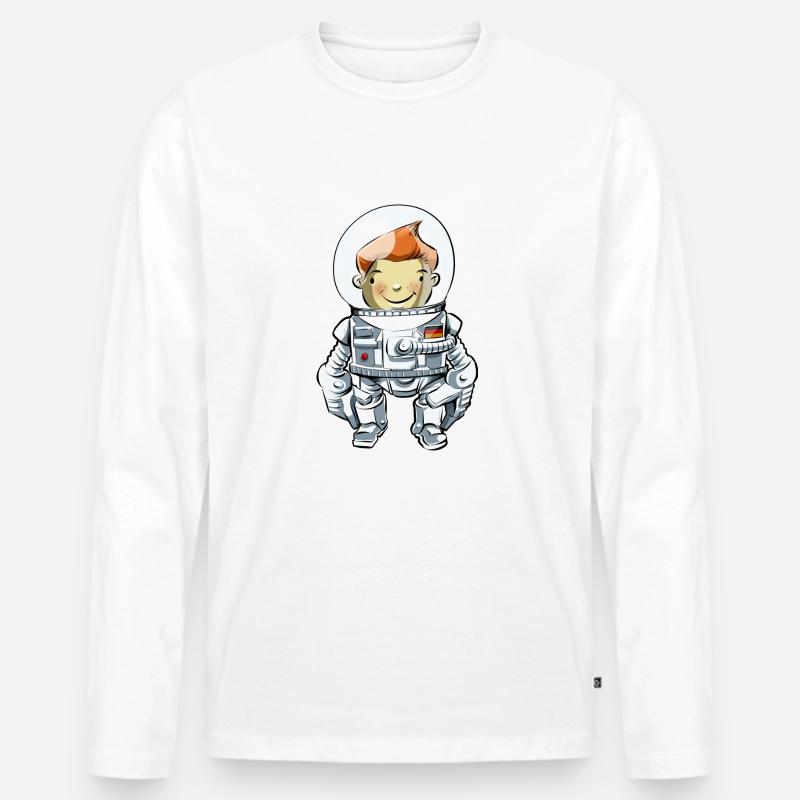 Junger Astronaut - Männer Premium Bio Langarmshirt - Weiß
