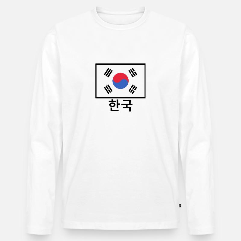 Korea - Männer Premium Bio Langarmshirt - Weiß