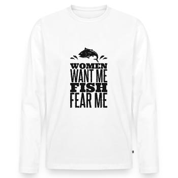 Pêche Pêche Pêche Pirater Appâts - T-shirt manches longues Premium bio Homme - blanc - Devant - Nico (187cm)