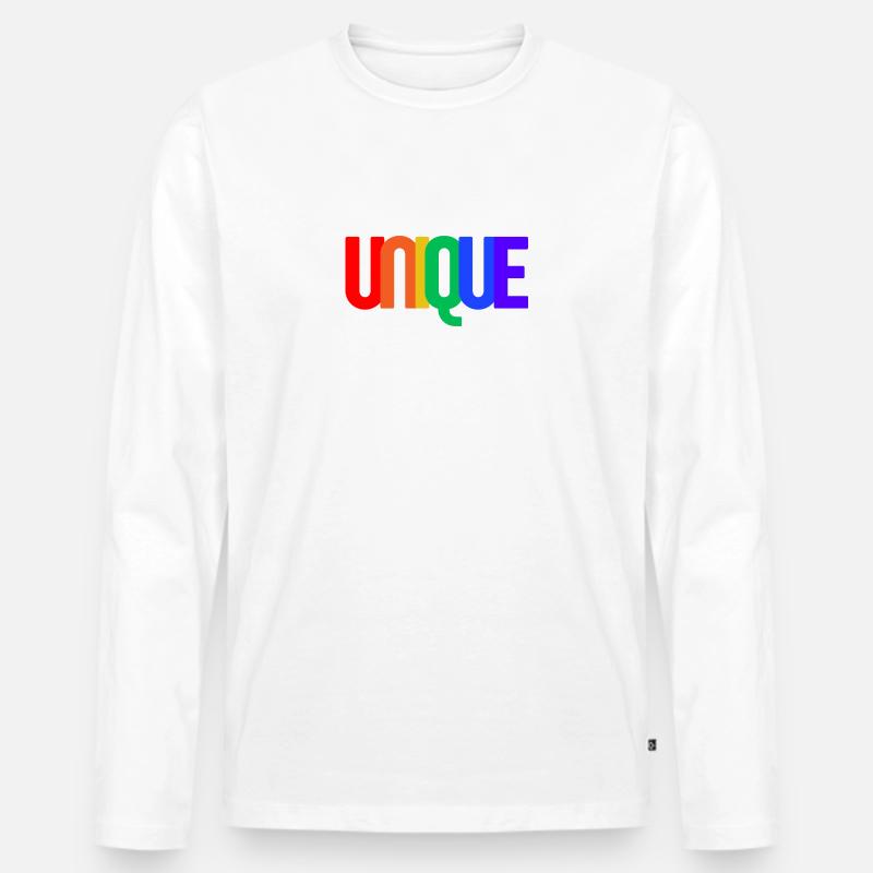 UNIQUE (Regenbogen) - Männer Premium Bio Langarmshirt - Weiß