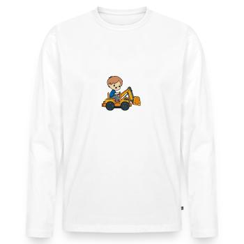 Leonard Vorname Bagger - Männer Premium Bio Langarmshirt - Weiß - Vorne - Nico (187cm)