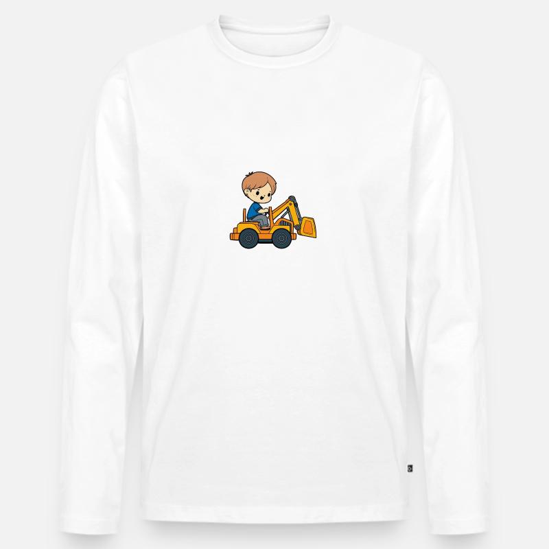 Daniel Vorname Bagger - Männer Premium Bio Langarmshirt - Weiß