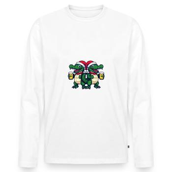 Christmas Crew Xmas Beer Alligator - Men's Premium Organic Long Sleeve Shirt - white - Front - Nico (187cm)
