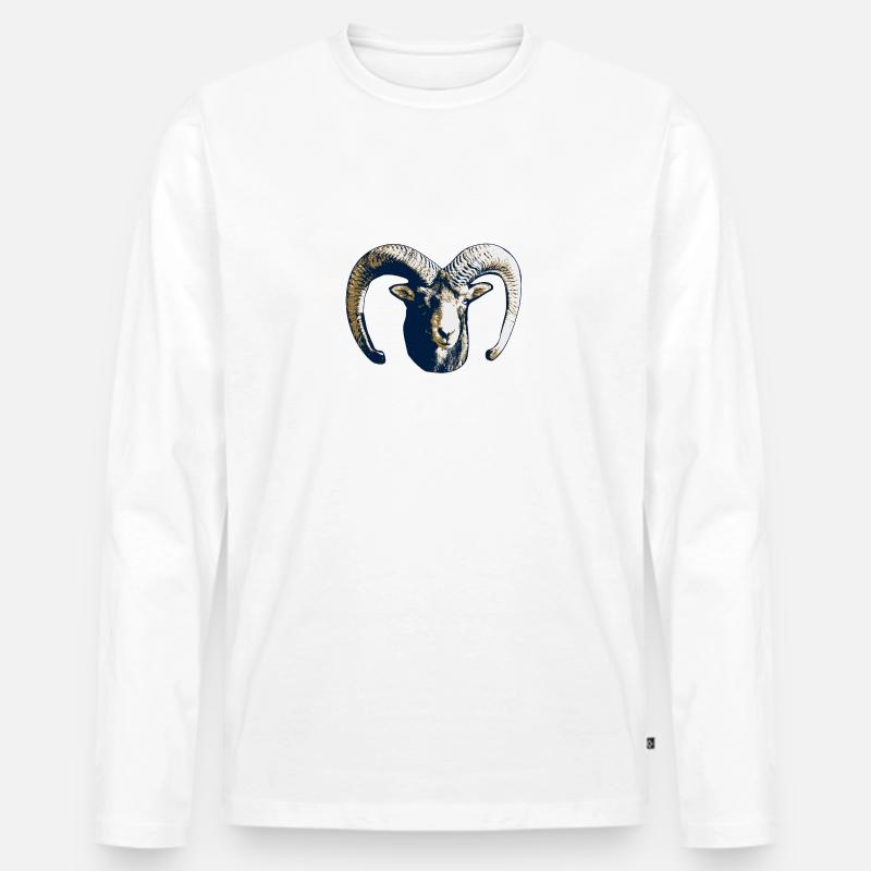 Ziegenbock - Männer Premium Bio Langarmshirt - Weiß