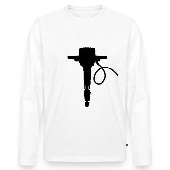 Couleur de vecteur de marteau à vapeur Jackhammer sélectionnable - T-shirt manches longues Premium bio Homme - blanc - Devant - Nico (187cm)