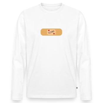 Techno hilft bei Kummer - Männer Premium Bio Langarmshirt - Weiß - Vorne - Nico (187cm)