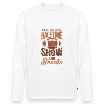 Je suis juste ici pour le spectacle de la mi-temps et les collations - T-shirt manches longues Premium bio Homme - blanc - Devant - Nico (187cm)