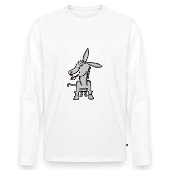 drôle d’âne avec des boucles - T-shirt manches longues Premium bio Homme - blanc - Devant - Nico (187cm)