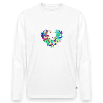 blumenherz,bunt, Blätter, bunte Blätter - Männer Premium Bio Langarmshirt - Weiß - Vorne - Nico (187cm)