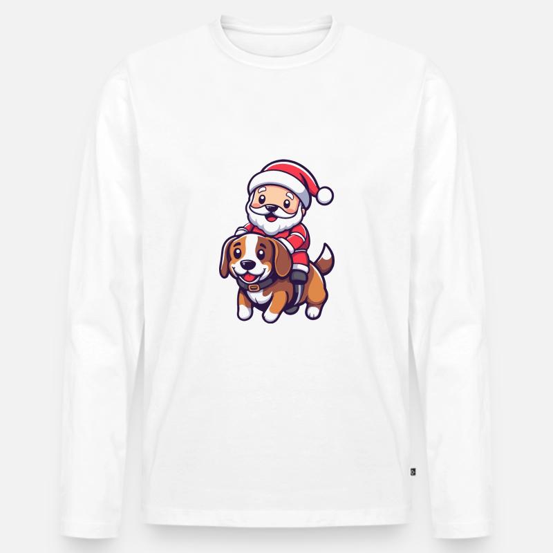 Beagle Hund Weihnachtsmann - Männer Premium Bio Langarmshirt - Weiß