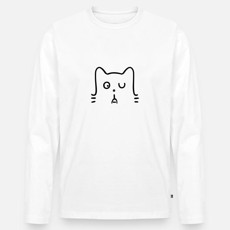 Katze - Männer Premium Bio Langarmshirt - Weiß