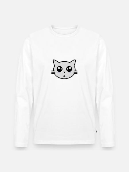 Kätzchen - Männer Premium Bio Langarmshirt - Weiß