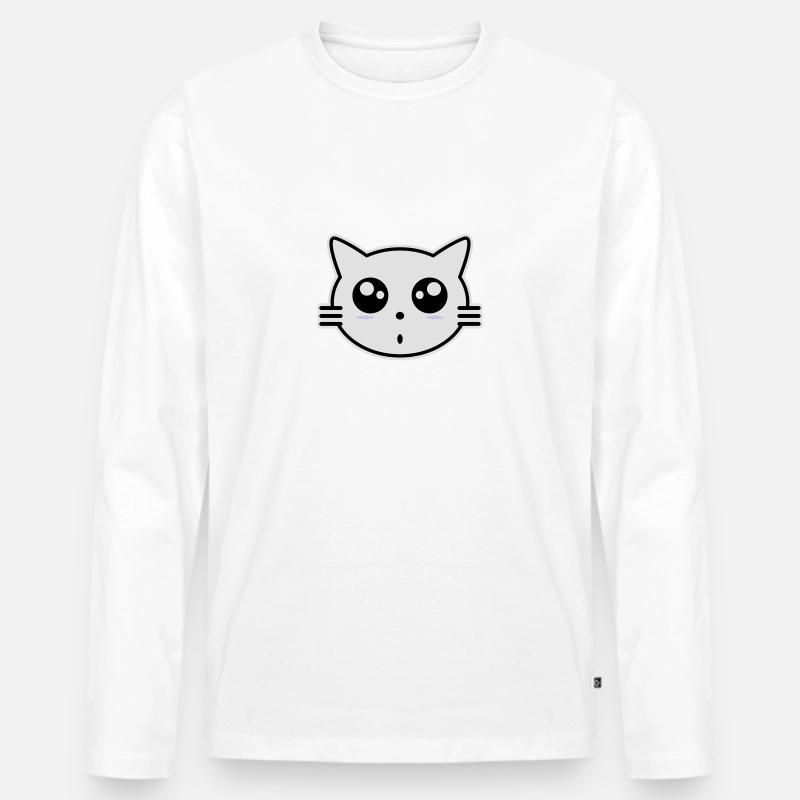Katze - Männer Premium Bio Langarmshirt - Weiß