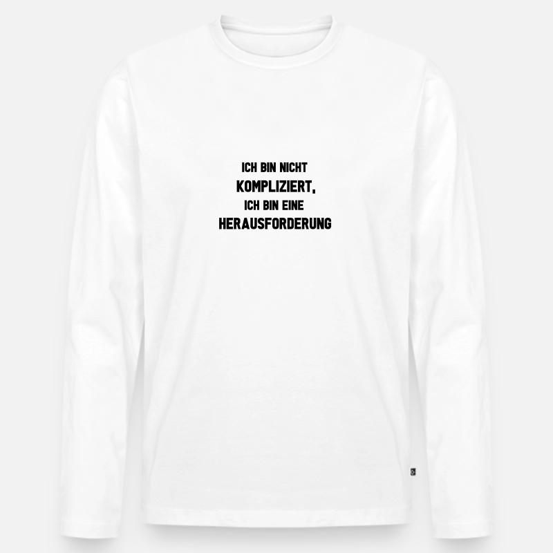 Ich bin nicht kompliziert - Männer Premium Bio Langarmshirt - Weiß