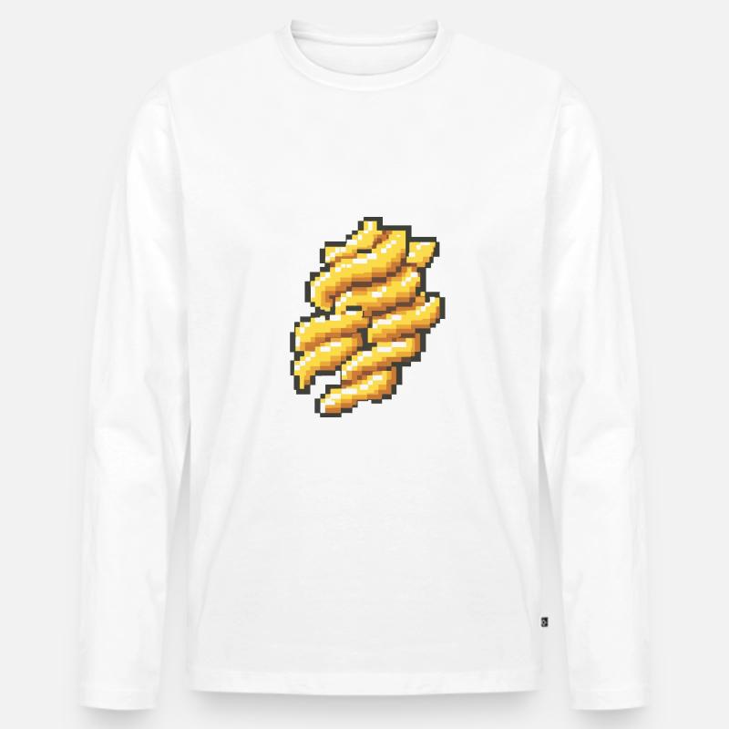 Nudeln Pasta Pixel Gamer - Männer Premium Bio Langarmshirt - Weiß