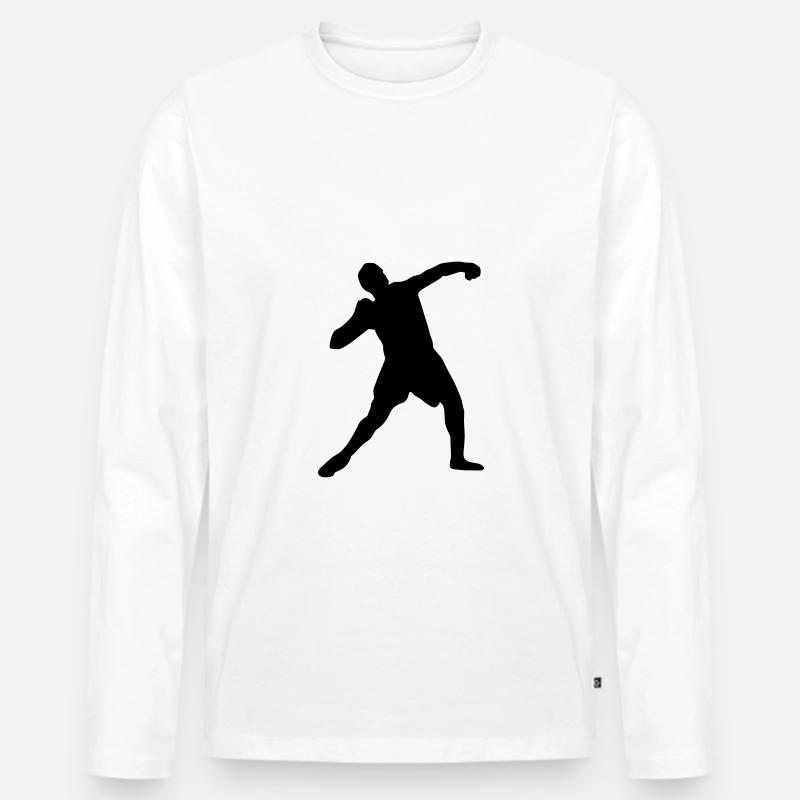 Kugelstoßen, Kugelstoßer - Leichathletik - Männer Premium Bio Langarmshirt - Weiß