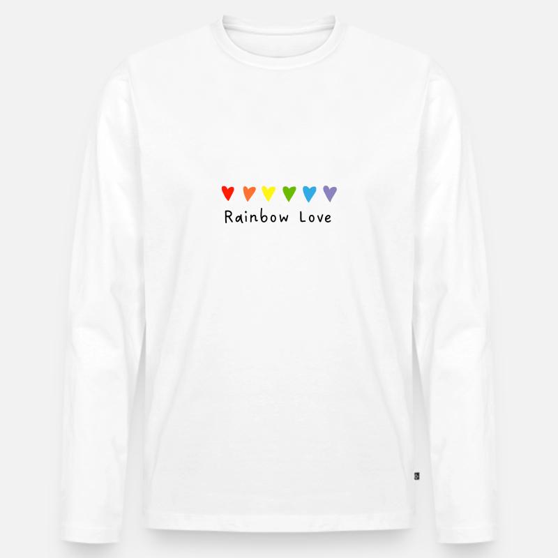 Rainbow Love - Männer Premium Bio Langarmshirt - Weiß