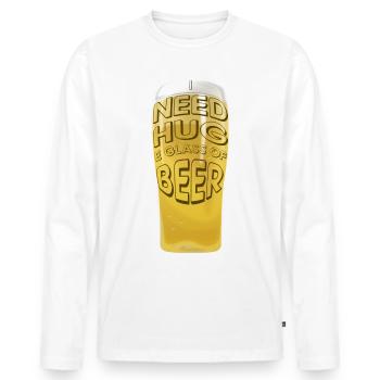 J’AI BESOIN D’UN CÂLIN E VERRE DE BIÈRE - T-shirt manches longues Premium bio Homme - blanc - Devant - Nico (187cm)