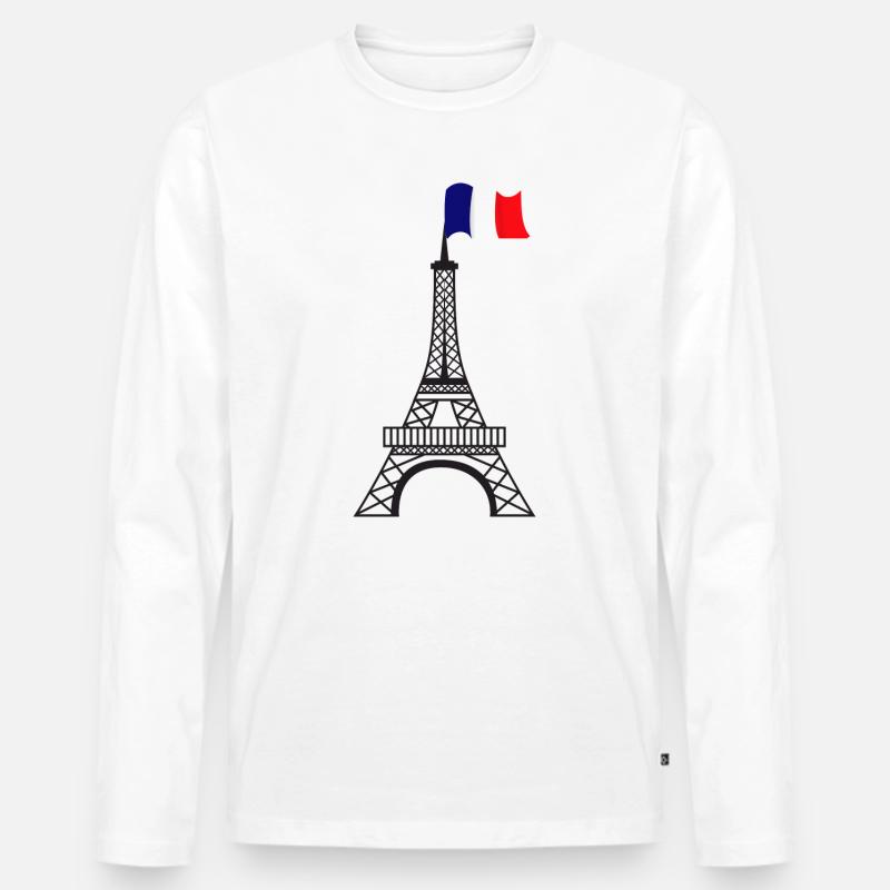 Eiffelturm - Männer Premium Bio Langarmshirt - Weiß