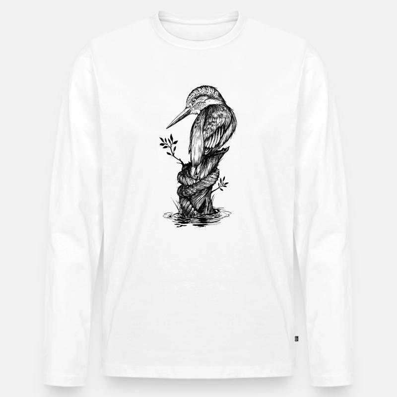 Kingfisher - Männer Premium Bio Langarmshirt - Weiß