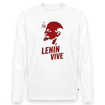 Lenin lebt - Männer Premium Bio Langarmshirt - Weiß - Vorne - Nico (187cm)
