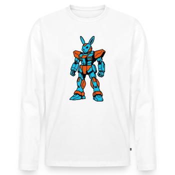 Robo Rabbit bleu orangé - T-shirt manches longues Premium bio Homme - blanc - Devant - Nico (187cm)
