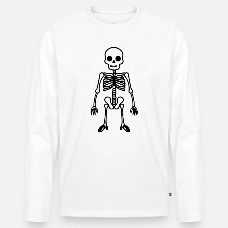 Skelett Comic - Männer Premium Bio Langarmshirt - Weiß