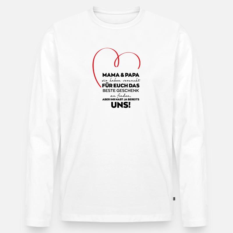 Mama Papa Eltern lustiges Geschenk - Männer Premium Bio Langarmshirt - Weiß