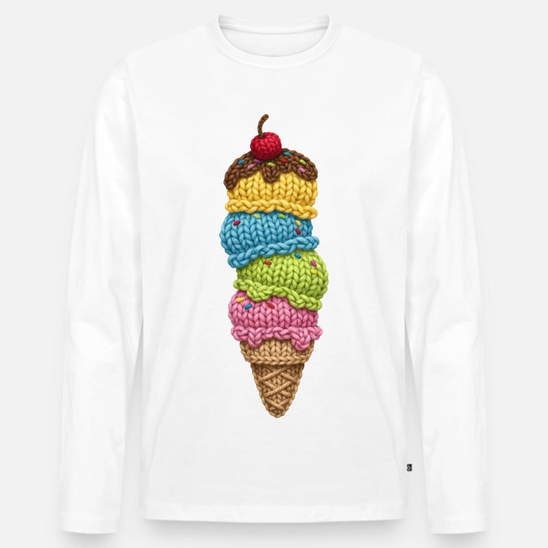 Eis - Männer Premium Bio Langarmshirt - Weiß