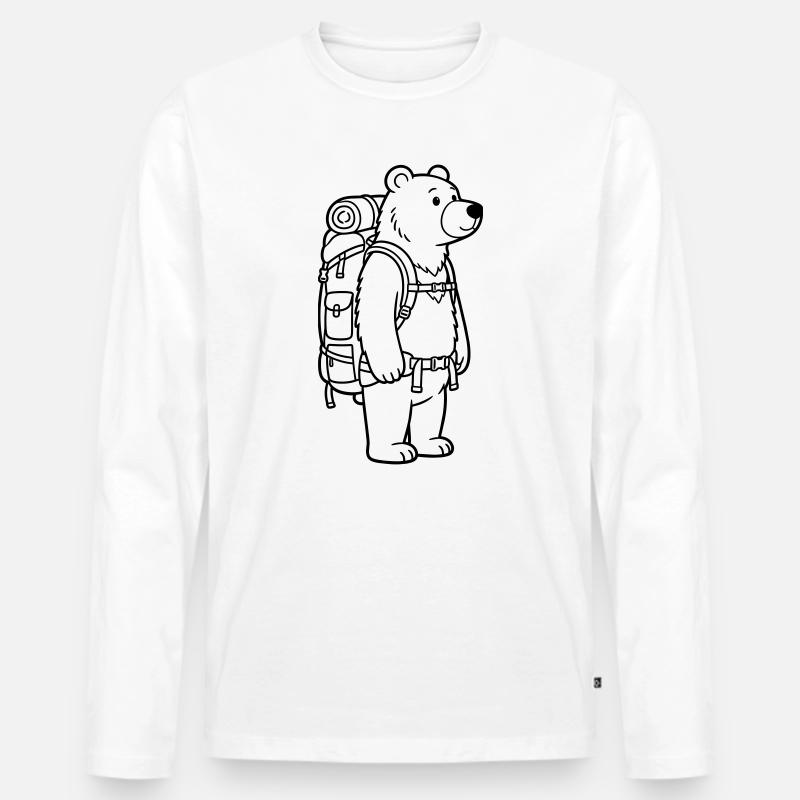 Wanderbär - Männer Premium Bio Langarmshirt - Weiß