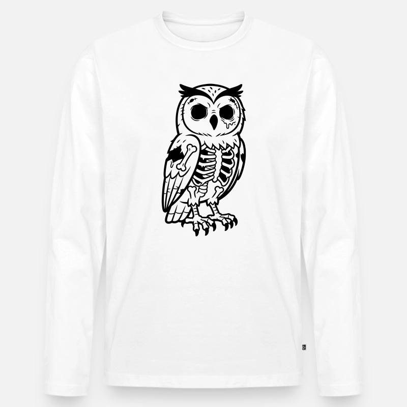 Zombie-Eule - Männer Premium Bio Langarmshirt - Weiß
