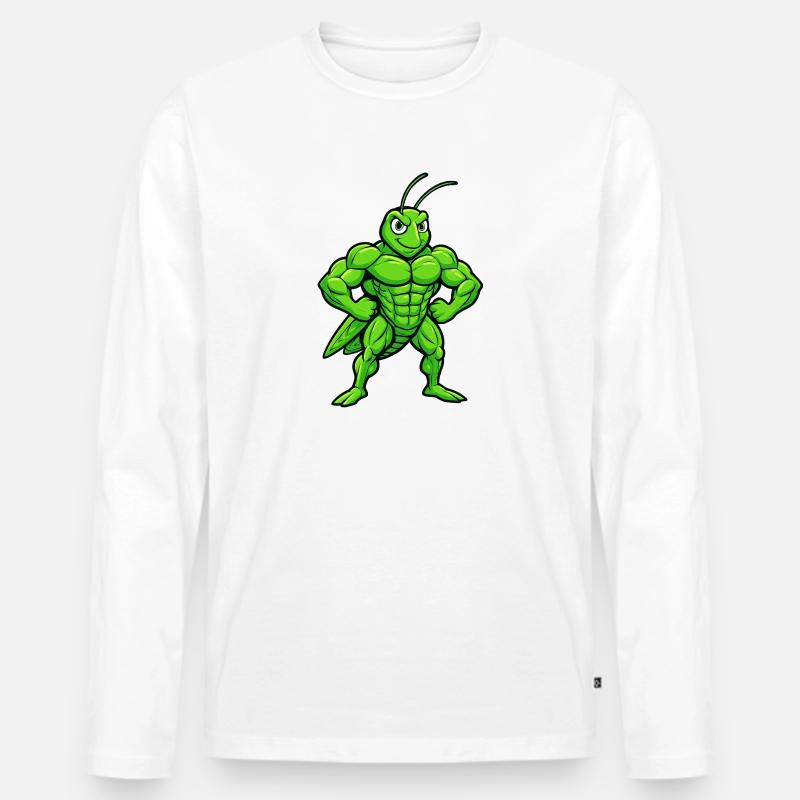 Der Grashüpfer mal anders - Männer Premium Bio Langarmshirt - Weiß