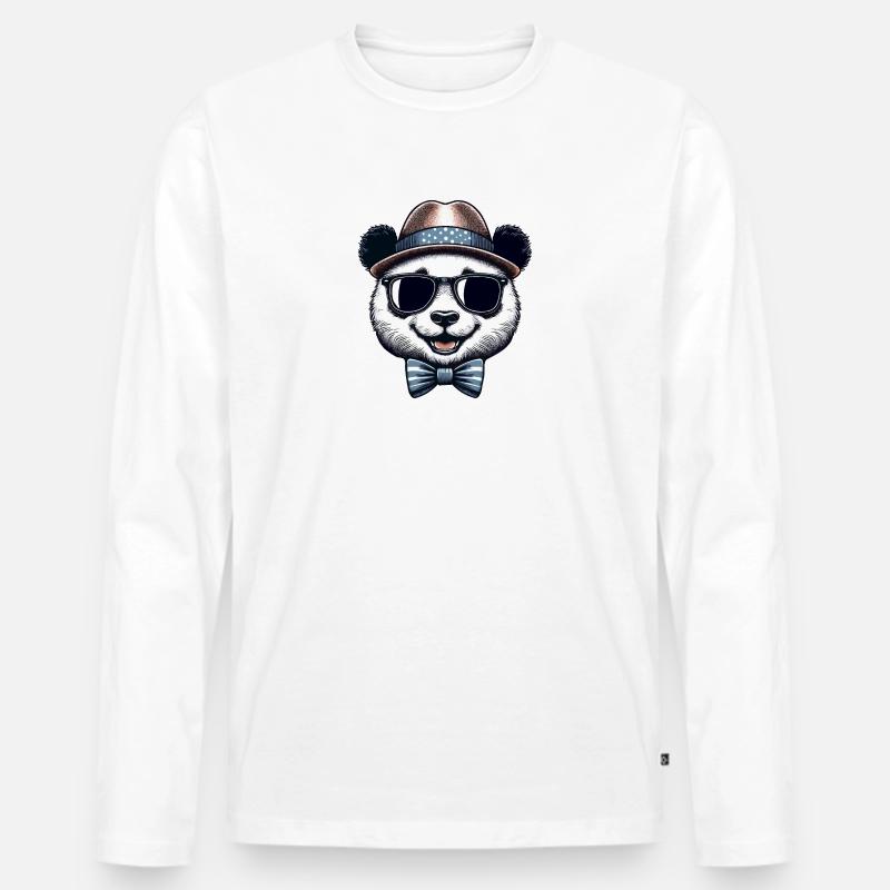 Stylischer Panda - Männer Premium Bio Langarmshirt - Weiß