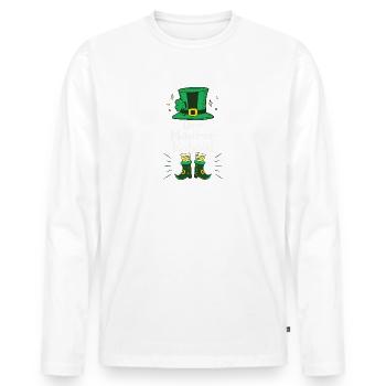 Leprechaun hat for bricklayers for St Patrick's Day - Men's Premium Organic Long Sleeve Shirt - white - Front - Nico (187cm)