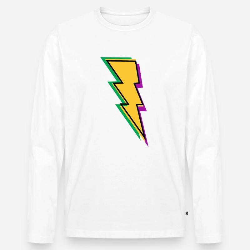 Blitz - Männer Premium Bio Langarmshirt - Weiß