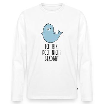 Lustige kluge Robbe - Männer Premium Bio Langarmshirt - Weiß - Vorne - Nico (187cm)