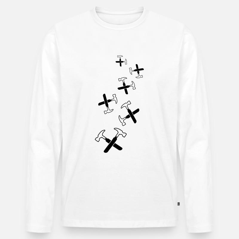 Hammer Symbol - Männer Premium Bio Langarmshirt - Weiß