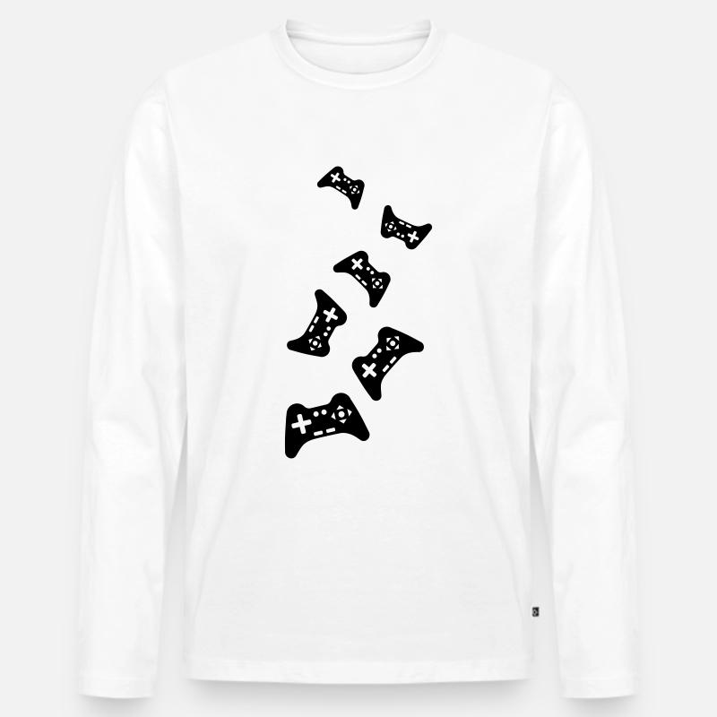 Gamepad Symbol Controller - Männer Premium Bio Langarmshirt - Weiß