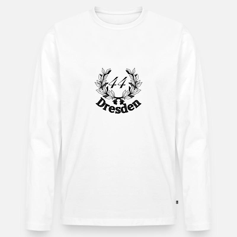44 Dresden/Geschenk - Männer Premium Bio Langarmshirt - Weiß