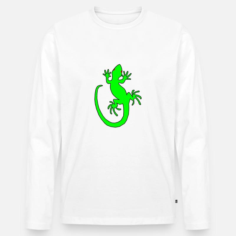 Neon Gecko - Männer Premium Bio Langarmshirt - Weiß