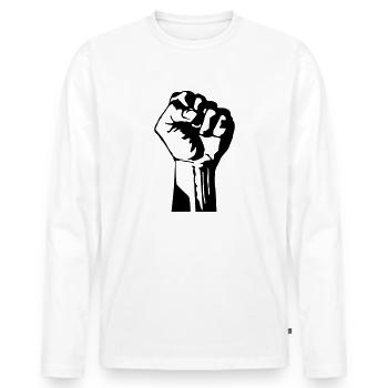 Stay Strong #nevergiveup - Men's Premium Organic Long Sleeve Shirt - white - Front - Nico (187cm)