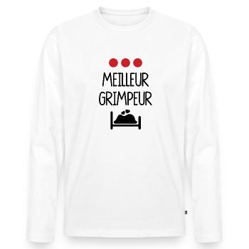 Meilleur grimpeur - T-shirt manches longues Premium bio Homme - blanc - Devant - Nico (187cm)