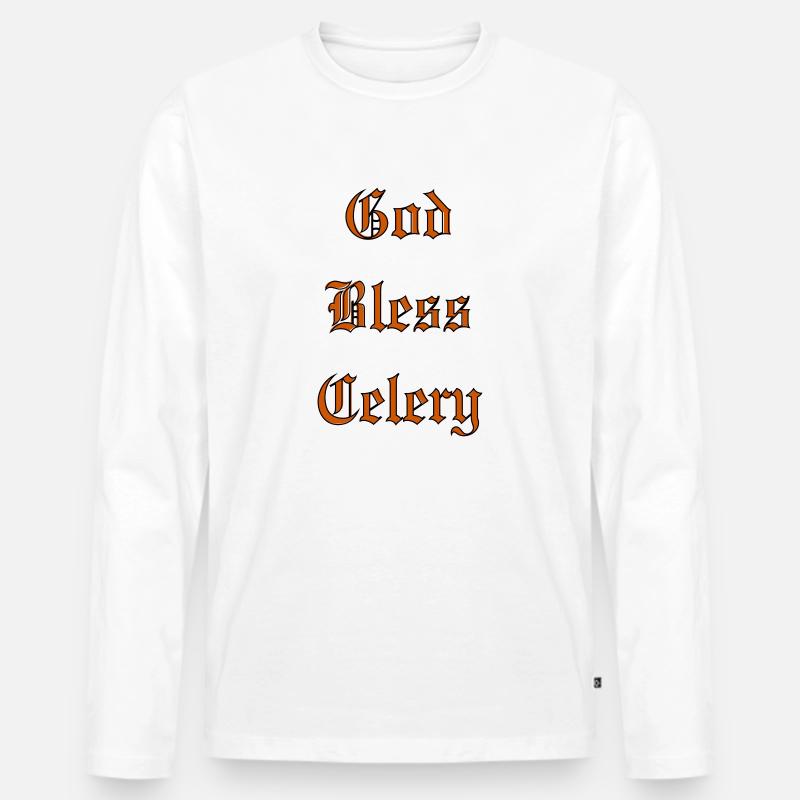 GodBlessCelery - Männer Premium Bio Langarmshirt - Weiß