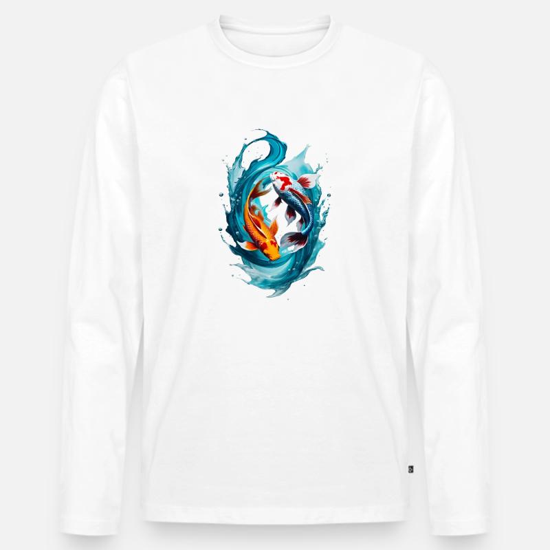 Fische - Männer Premium Bio Langarmshirt - Weiß