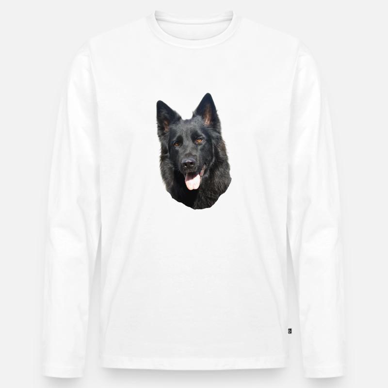 schwarzer Schäferhund Kopf - Männer Premium Bio Langarmshirt - Weiß