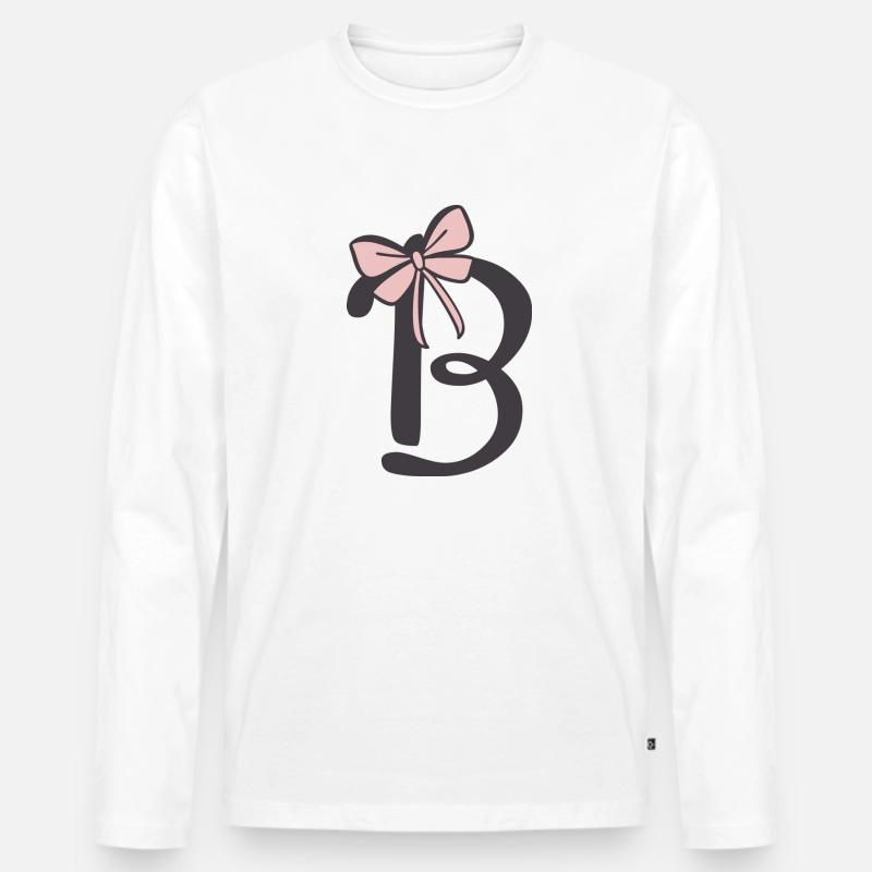 Anfangsbuchstabe B Schleifchen - Männer Premium Bio Langarmshirt - Weiß