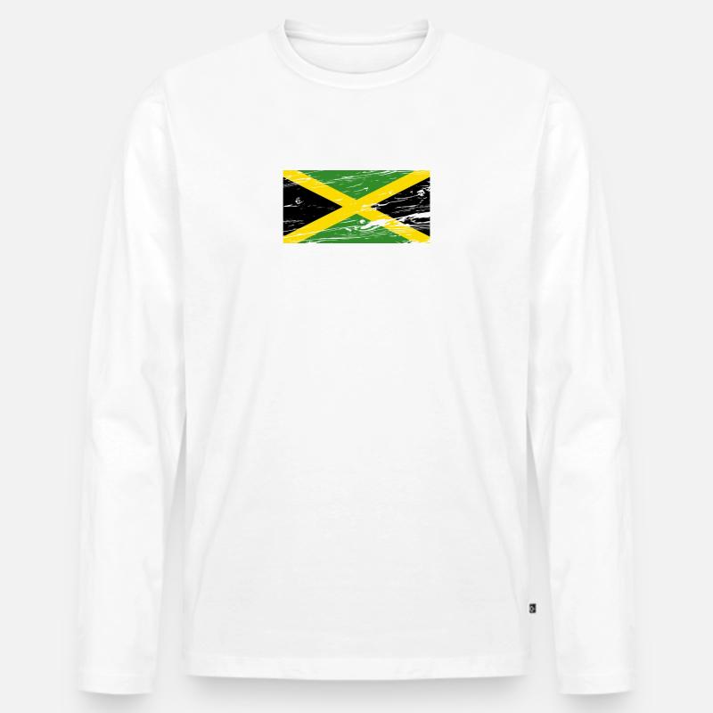 Jamaica Flagge - Männer Premium Bio Langarmshirt - Weiß